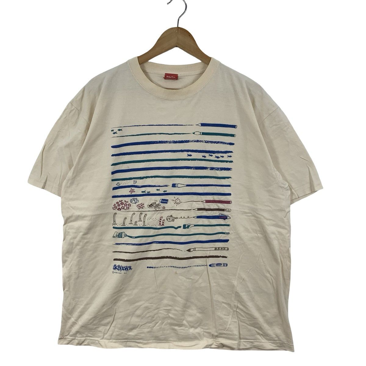 Vintage Vintage HABU BOX JAPAN Souvenir Crayon Illustration Tee Size 3XL / US 20-22 - 5 Thumbnail