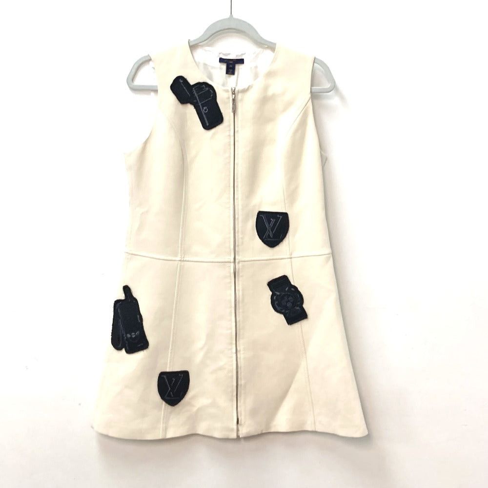 Louis Vuitton Louis Vuitton Badge Embroidery Sleeveless Front Zip Apparel (Clothing) Rw192 One Piece Polyester Women Beige Size L / US 10 / IT 46 - 1 Thumbnail