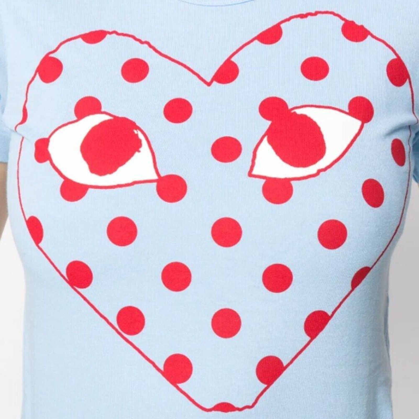 Comme des Garcons PLAY Comme des Garcons PLAY Pastel Polka Dot Logo T Shirt Blue Size M / US 6-8 / IT 42-44 - 3 Thumbnail