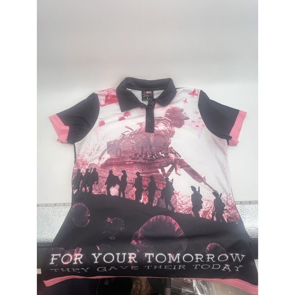 Other DSA Military Memorial Polo Golf Shirt L Pink Black Soldier Size L / US 10 / IT 46 - 5 Thumbnail