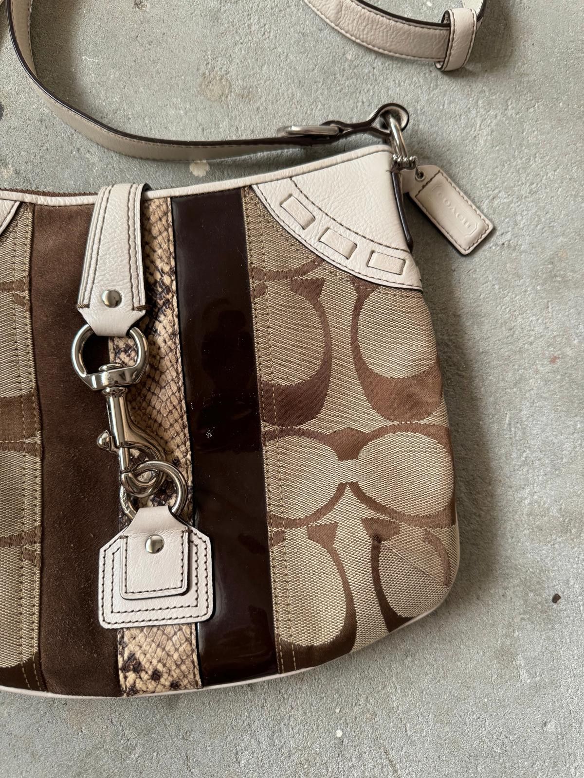 Coach Coach 2Way Signature Python Stripe Hand Bag Size ONE SIZE - 3 Thumbnail
