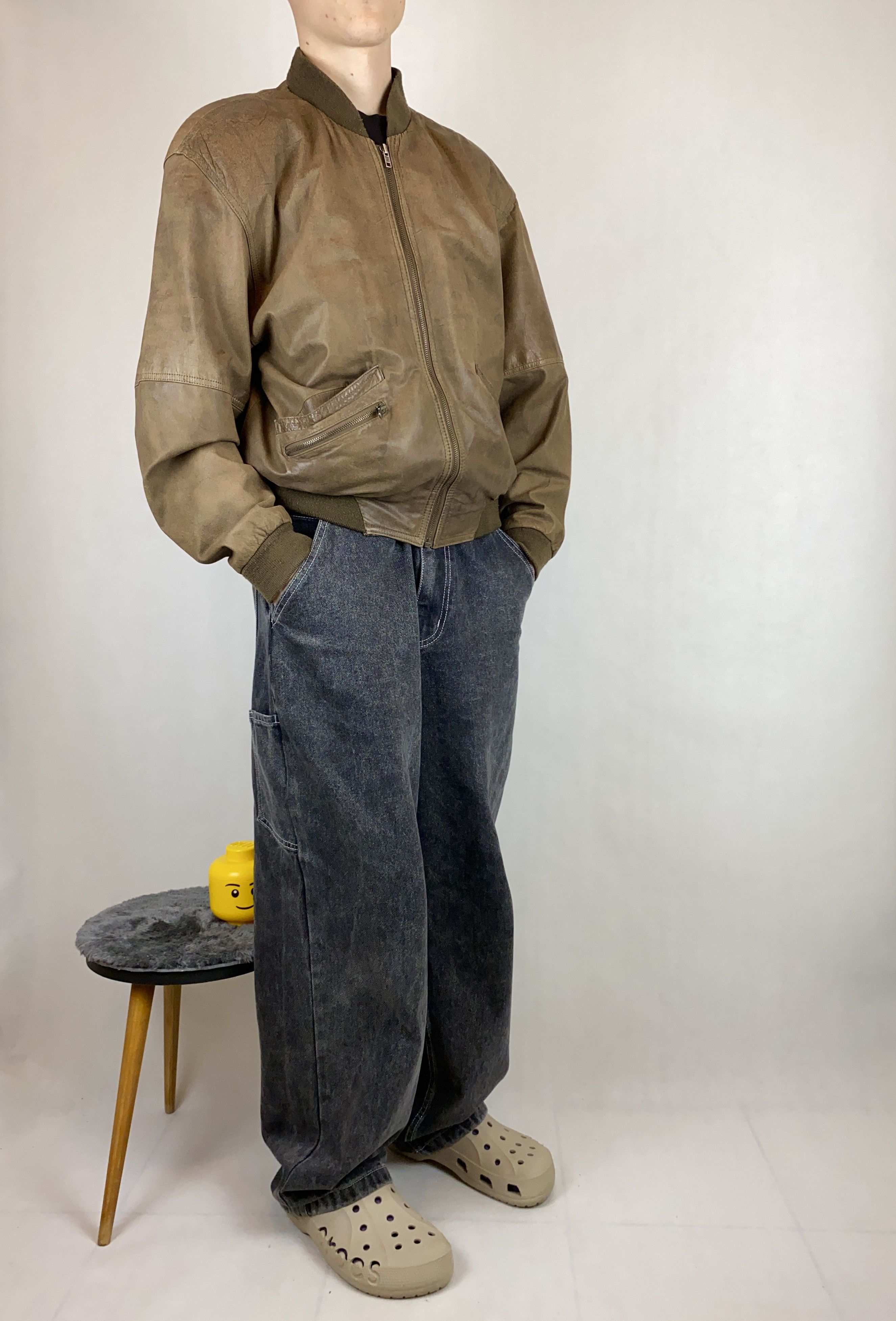 Genuine Leather × Vintage real leather bomber jacket oversize boxy fit rap hip hop Size US L / EU 52-54 / 3 - 2 Thumbnail