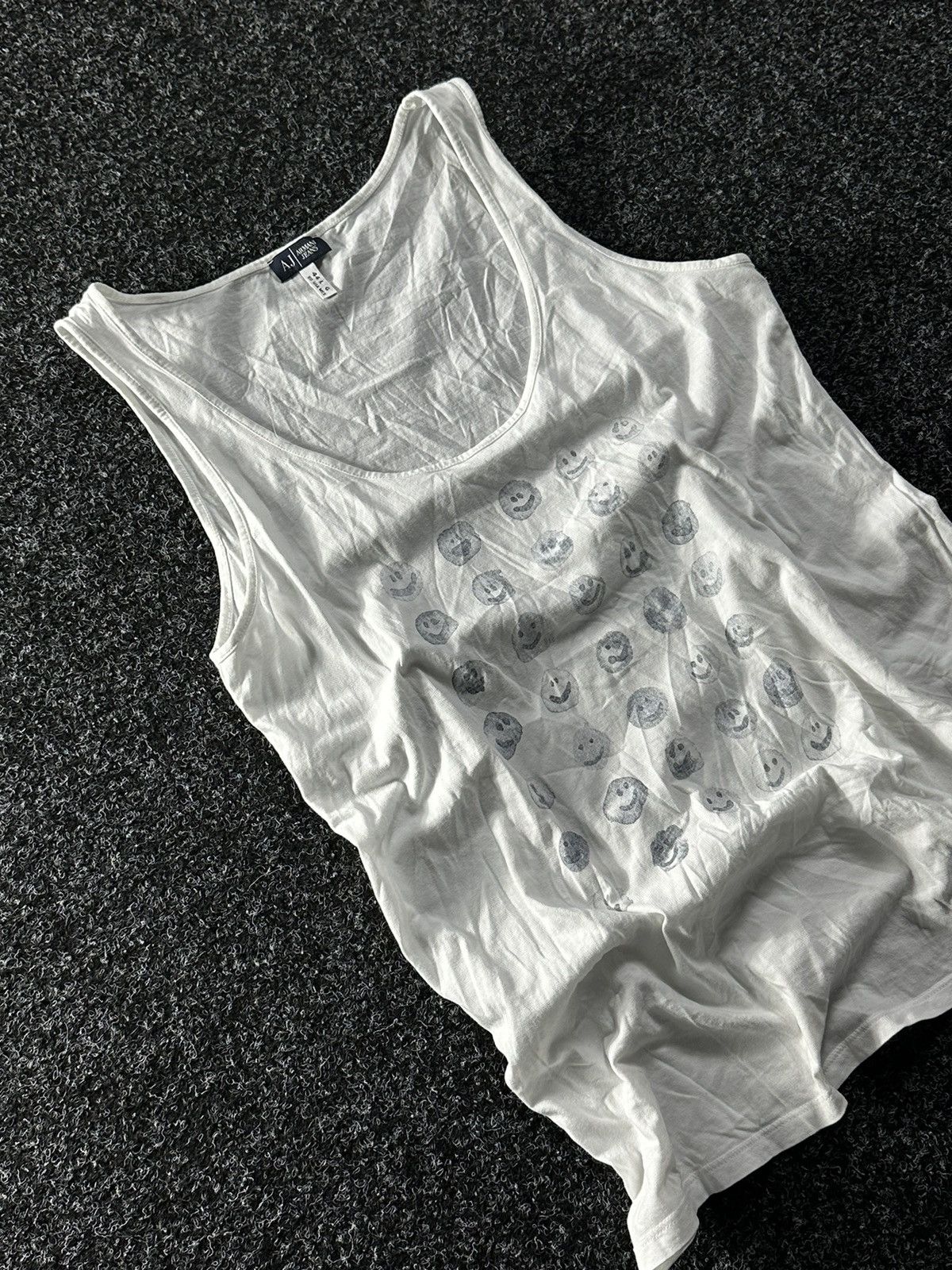 Armani × Vintage 🚨VNTG Armani Jeans big monogram SMILE TANK TOP metal logo Size US M / EU 48-50 / 2 - 2 Thumbnail