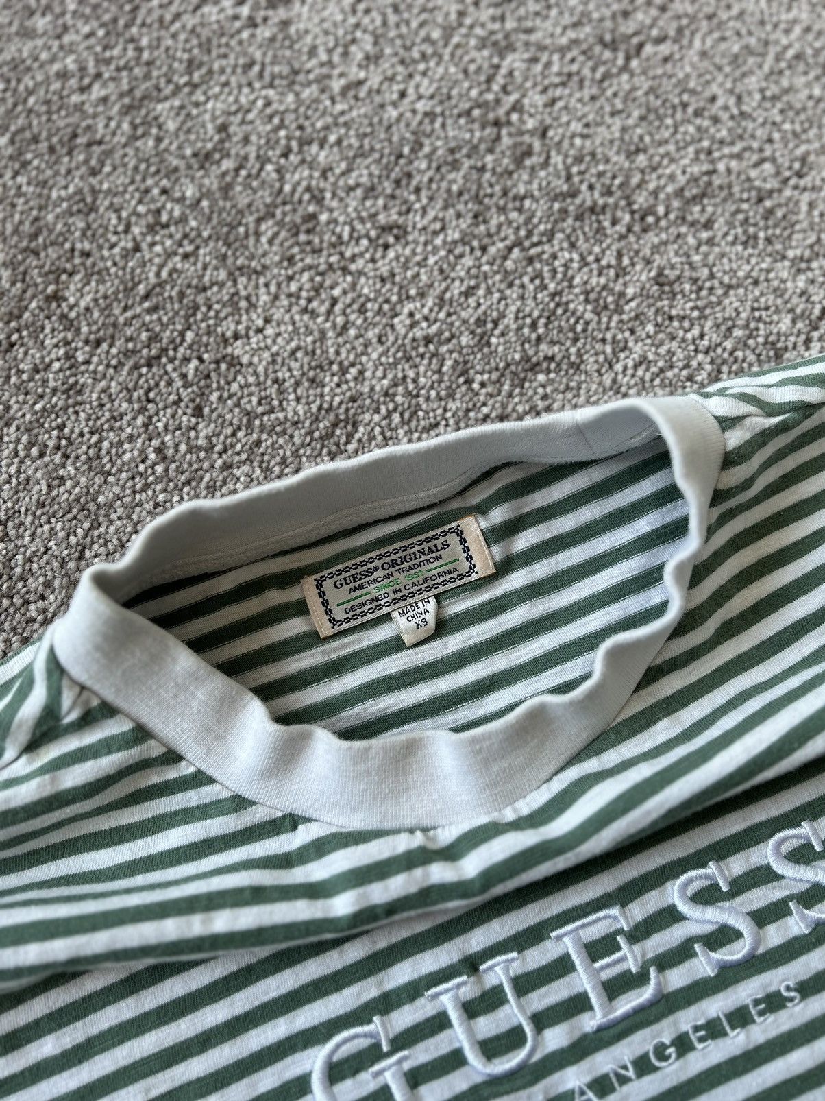 Guess × Vintage Vintage Guess Olive OG Stripes Tee Size US S / EU 44-46 / 1 - 4 Thumbnail