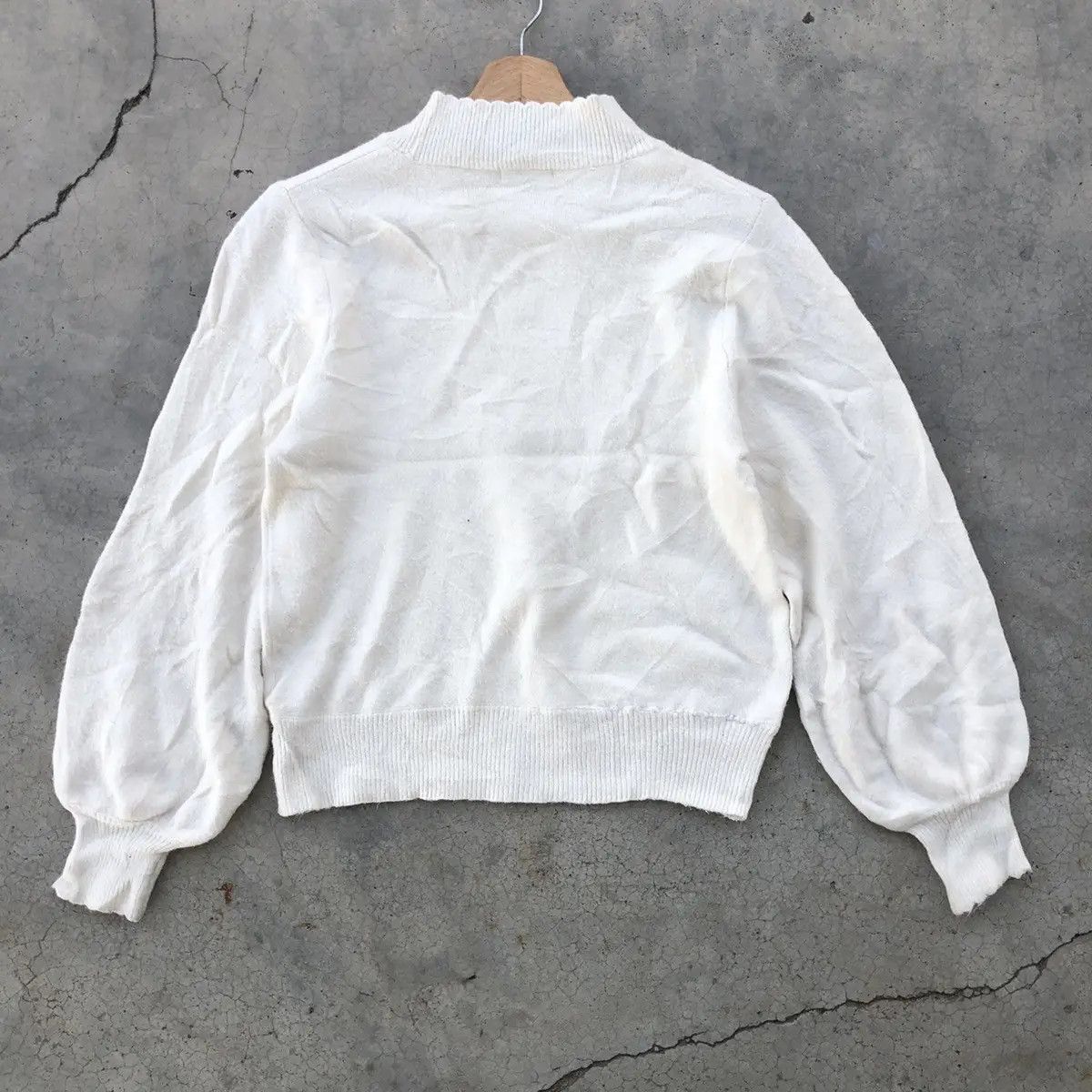 Aran Isles Knitwear × Homespun Knitwear Knitsweater White Milk Pullover/Jumper Ballon's Sleeve Size US M / EU 48-50 / 2 - 8 Thumbnail