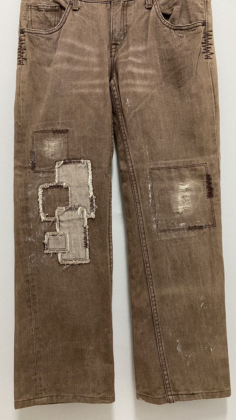If Six Was Nine × Japanese Brand × Tornado Mart Distressed Denim Patchwork Chocolate Denim Jeans Size US 31 - 10 Thumbnail
