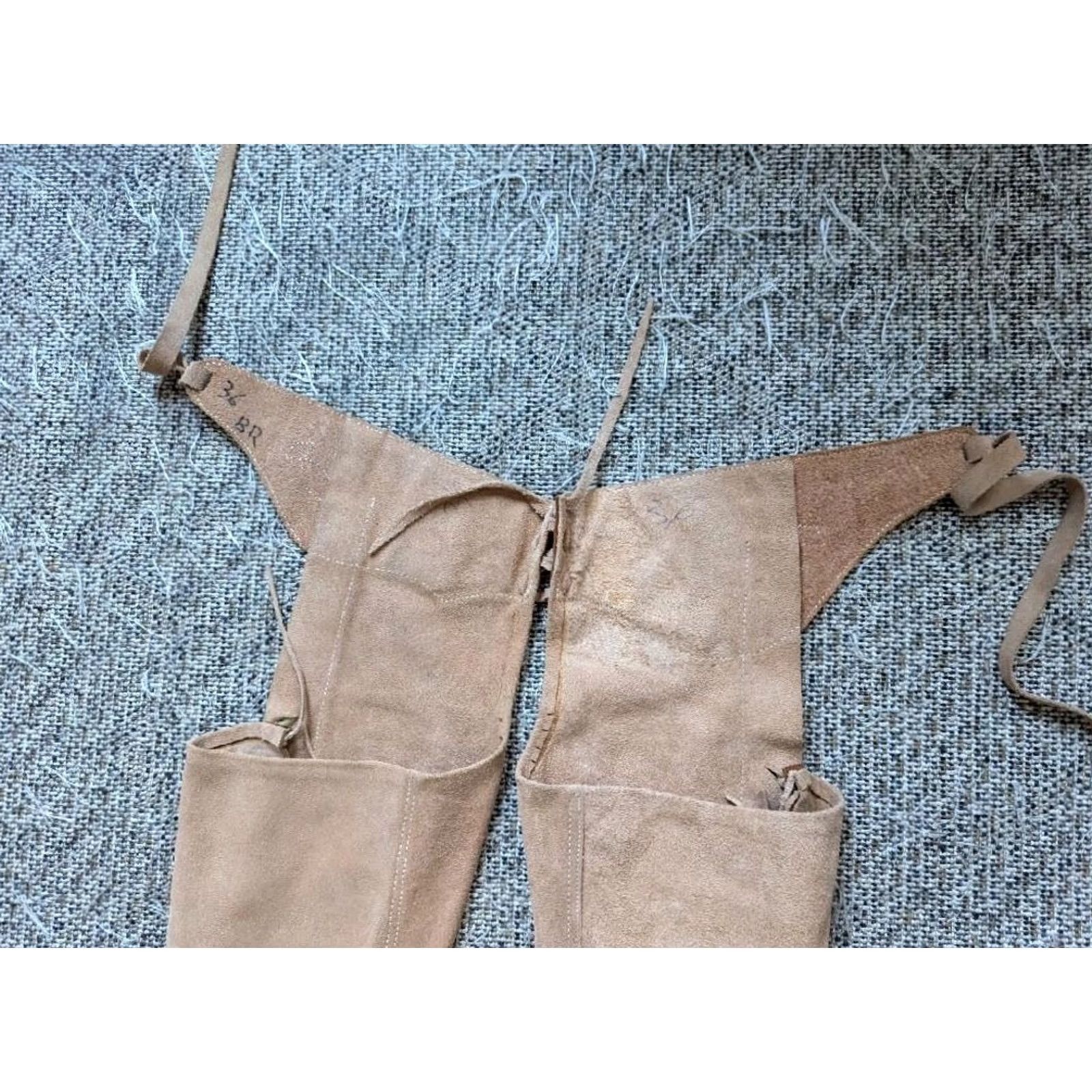 Chaps VINTAGE handcrafted leather chaps Shirt XS/S 30 in Brown 30x26 cowboy suede leather boots? Size 26" / US 2 / IT 38 - 4 Thumbnail