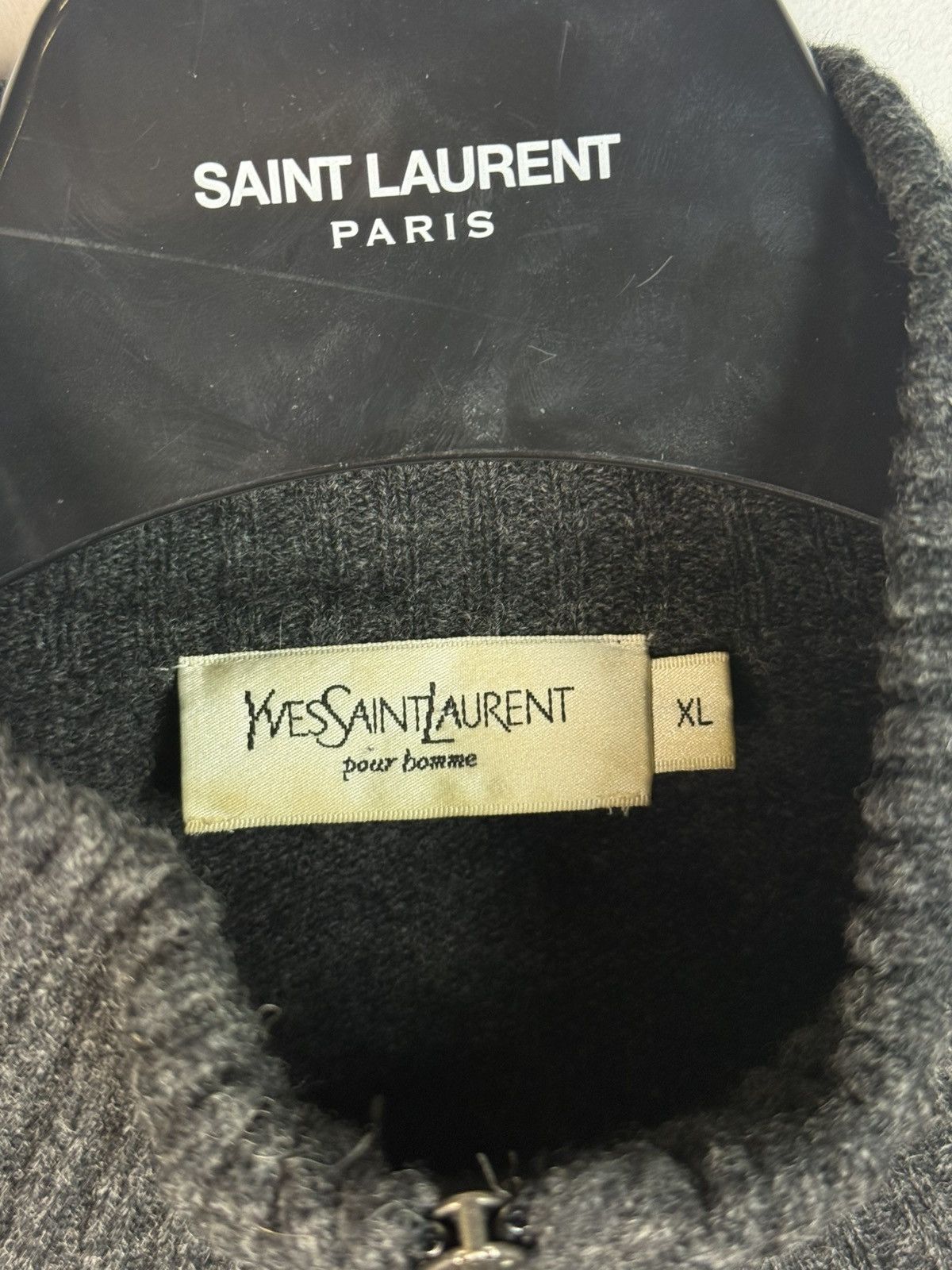 Yves Saint Laurent Wool YSL Sweater Soft Zip Grey/Beige Knitted Vintage Size US XL / EU 56 / 4 - 5 Thumbnail