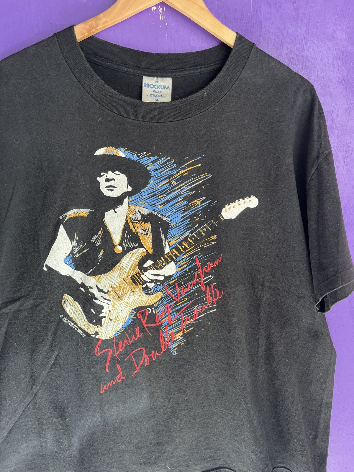 Band Tees × Vintage Vintage 1990 Stevie ray Vaughan double trouble tour tee Size US XL / EU 56 / 4 - 3 Thumbnail