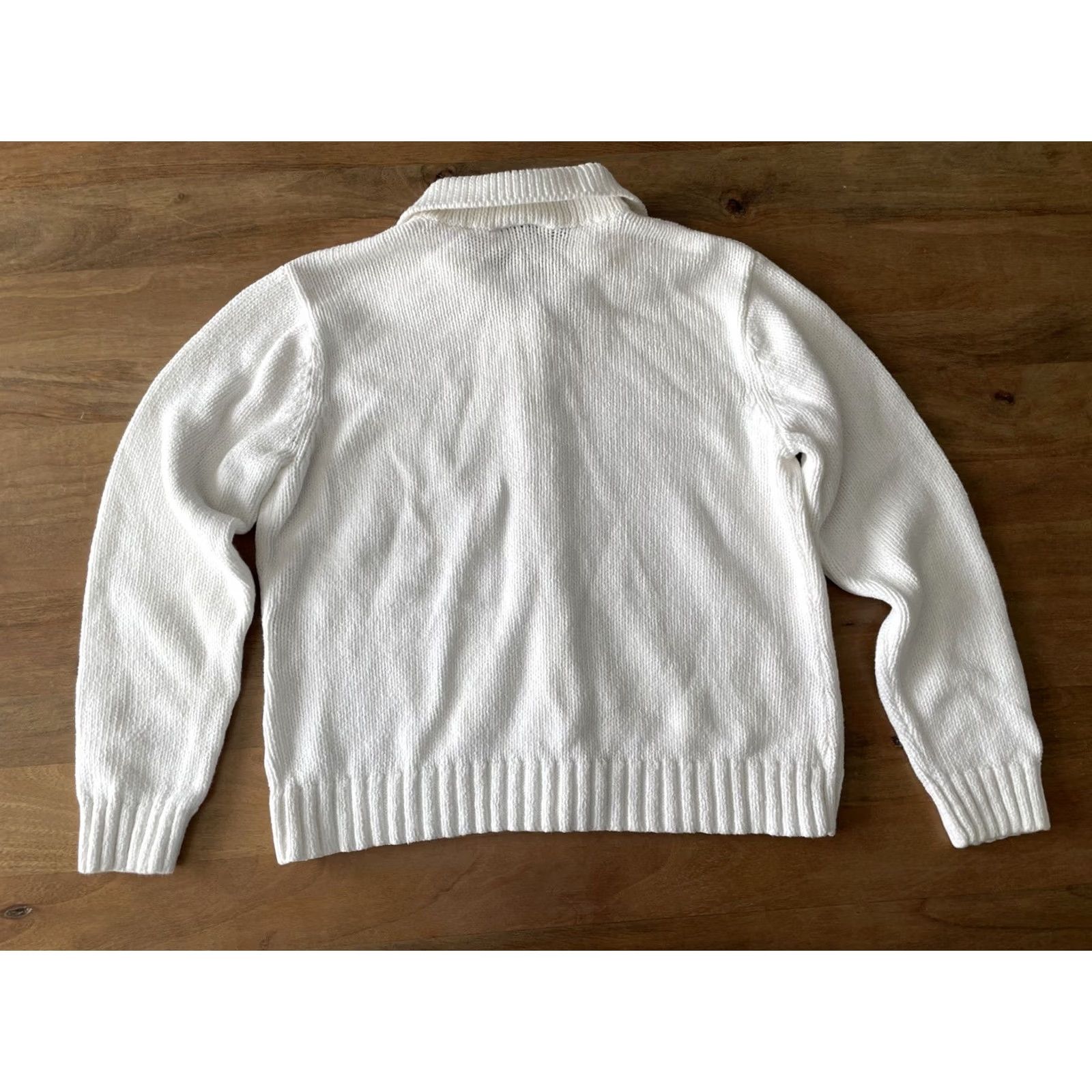 Talbots VINTAGE Talbots Cardigan Sweater Womens Large Cropped Heavyweight 90s Y2K White Cotton Knit Button Short Sleeve? Size L / US 10 / IT 46 - 2 Thumbnail