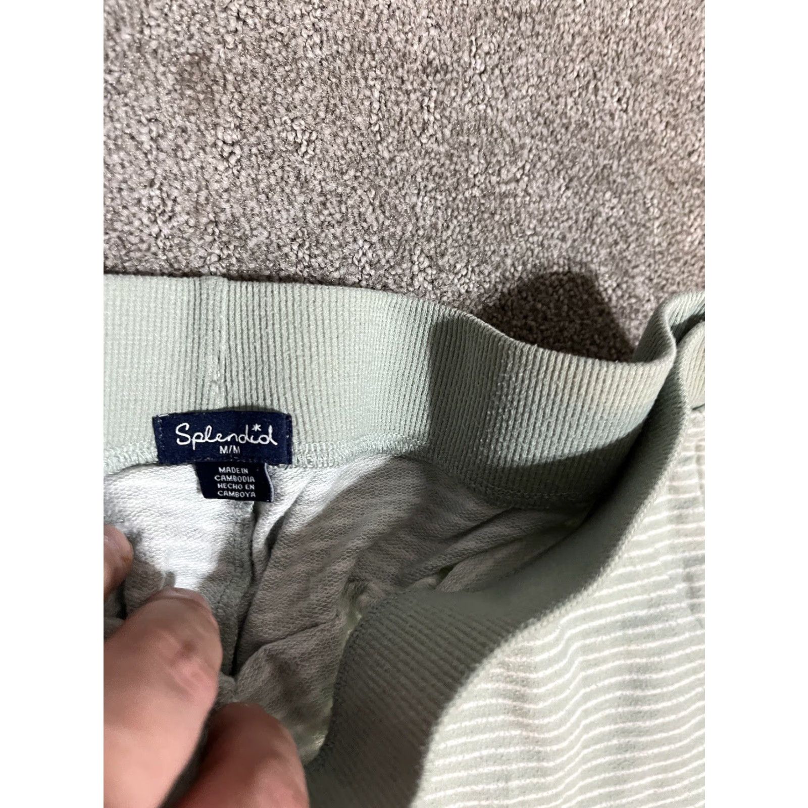 Splendid SPLENDID French Terry Green and White Striped Jogger Pants Women Medium Activewear Size 32" / US 10 / IT 46 - 5 Thumbnail
