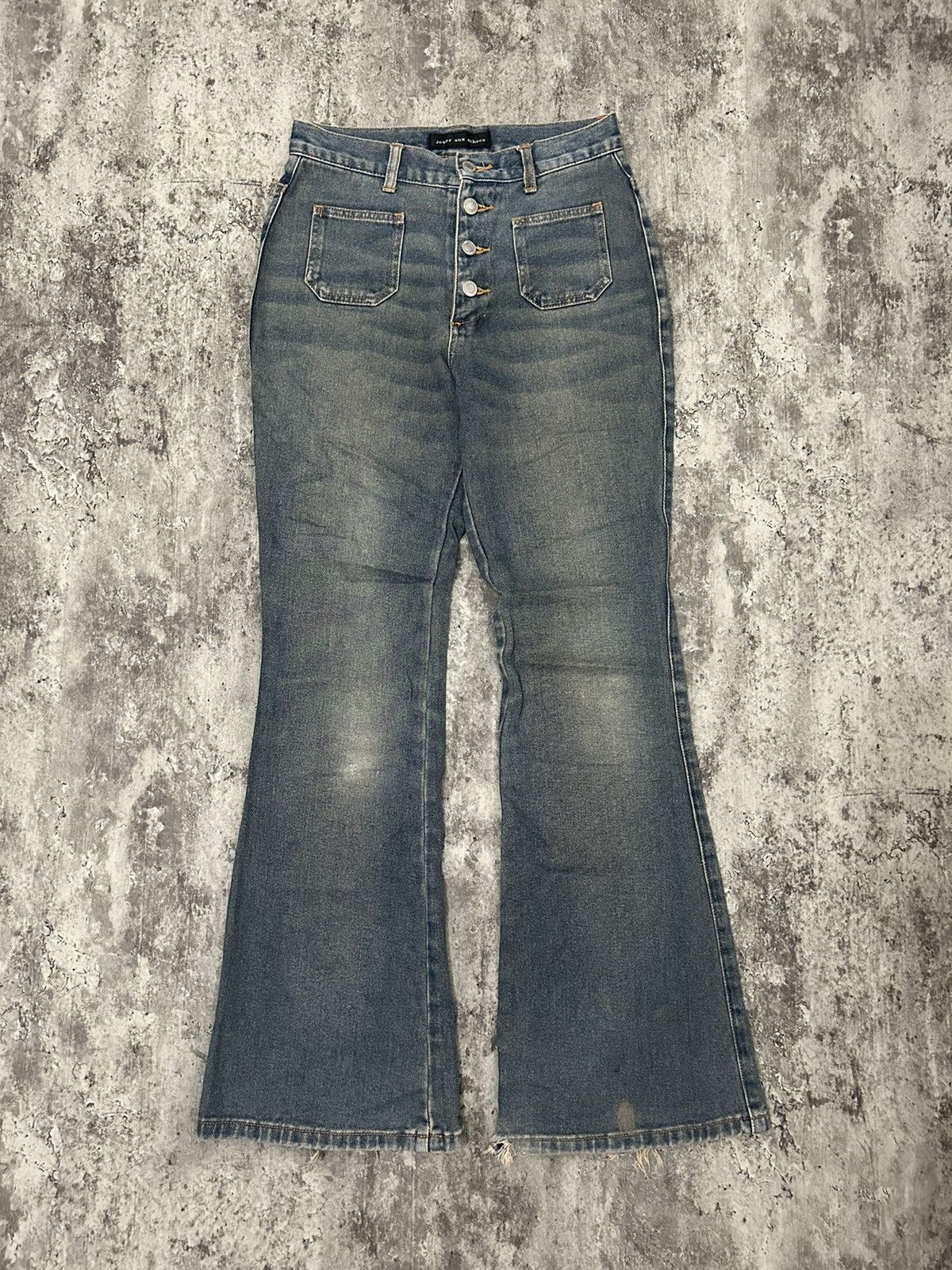 If Six Was Nine × Japanese Brand × Le Grande Bleu (L.G.B.) Vintage Jouer aux echecs Flare Jeans Size US 27 - 1 Thumbnail