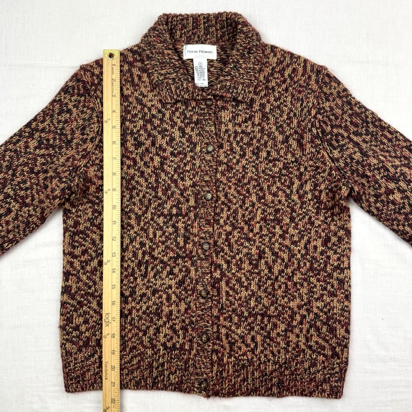 Vintage VINTAGE Rena Rowan Sweater Womens Medium Knit Wool Blend Collar Red 80s 90s Size M / US 6-8 / IT 42-44 - 3 Thumbnail