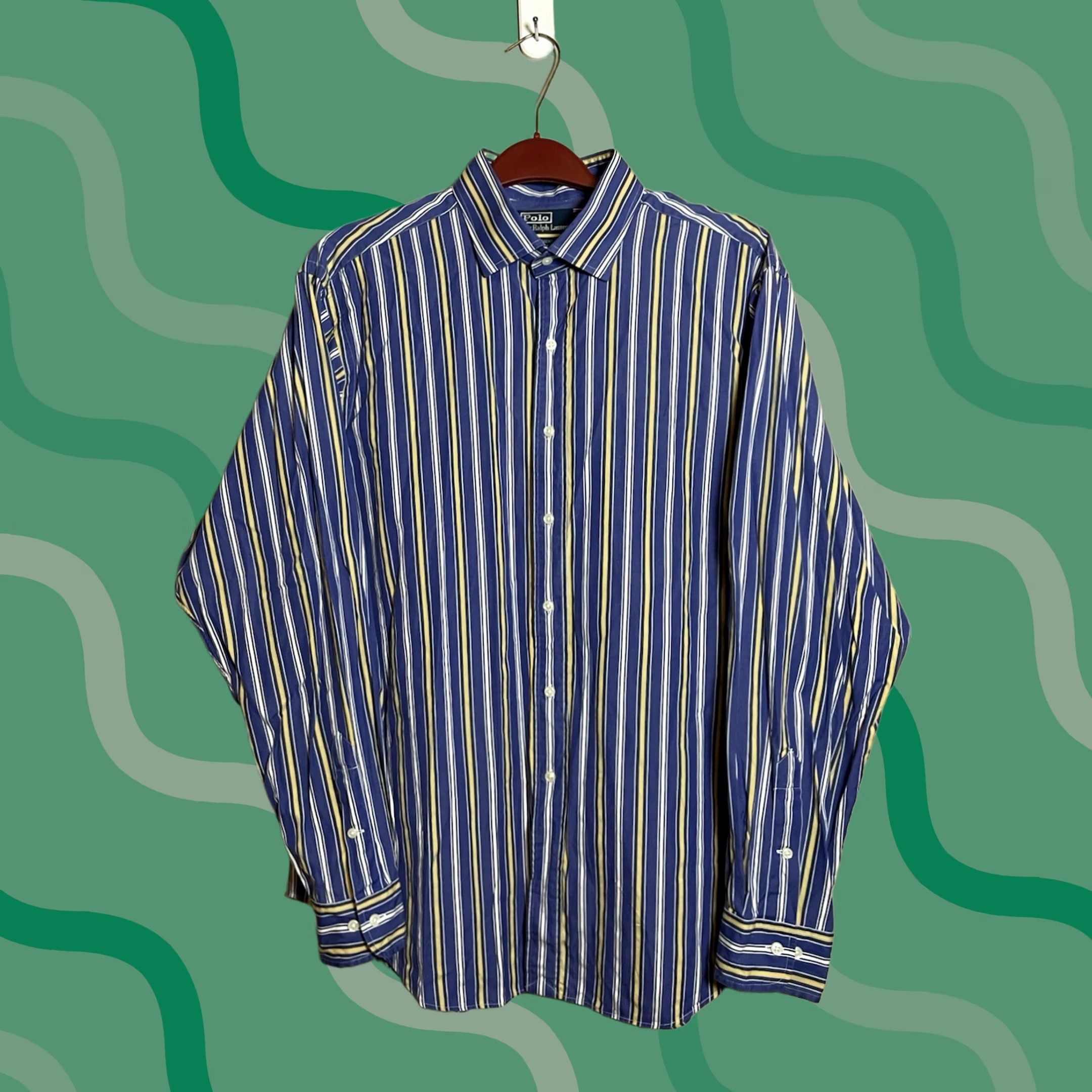 Polo Ralph Lauren Polo Ralph Lauren Shirt Men XL Blue Striped Regent Classic Fit Button-Up Collared Long Sleeve Size US XL / EU 56 / 4 - 1 Thumbnail