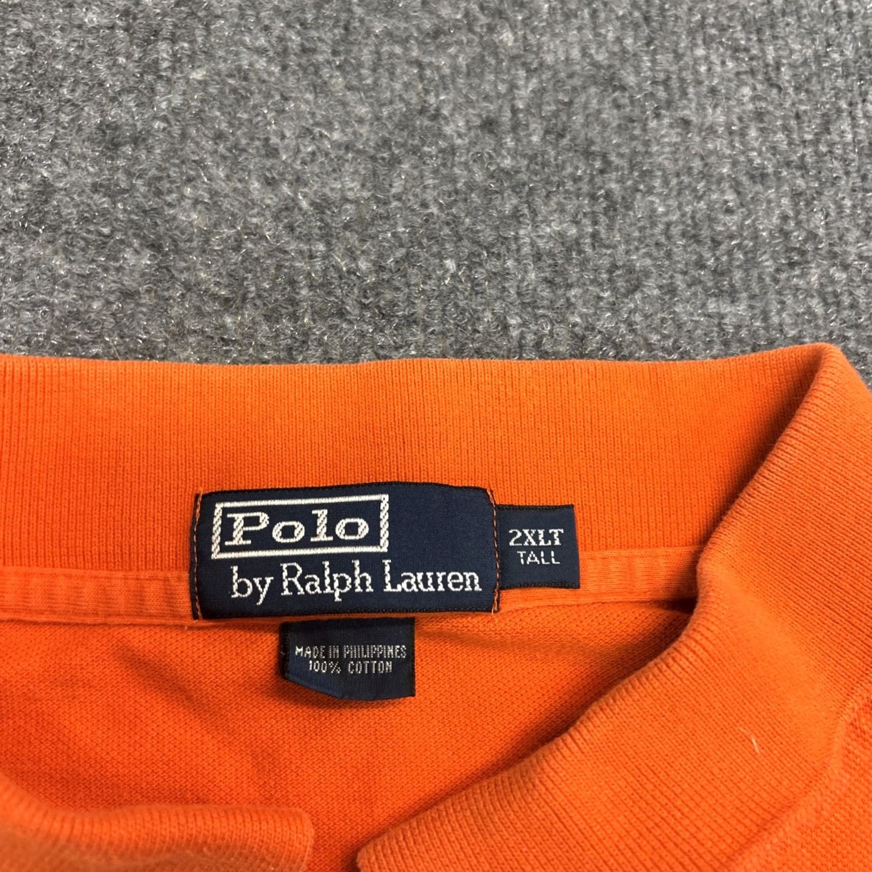 Polo Ralph Lauren VINTAGE Polo Ralph Lauren Polo Mens 2XLT Solid Orange Blue Pony Short Sleeve Polo Size US XXL / EU 58 / 5 - 3 Thumbnail