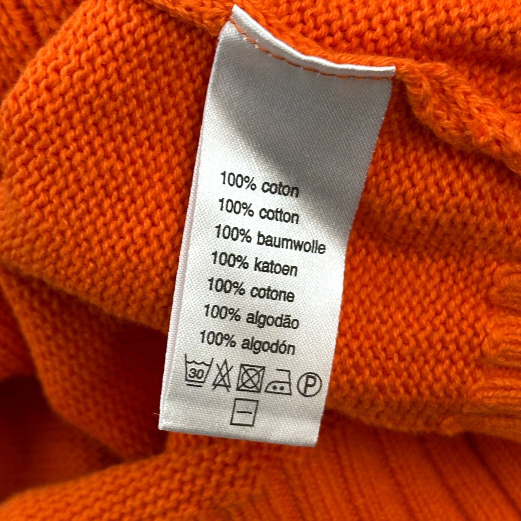 Lacoste Lacoste Mens Orange Vintage Washed Cable Knit Pullover Sweater 7 (XL) Preppy" Size US XL / EU 56 / 4 - 6 Thumbnail