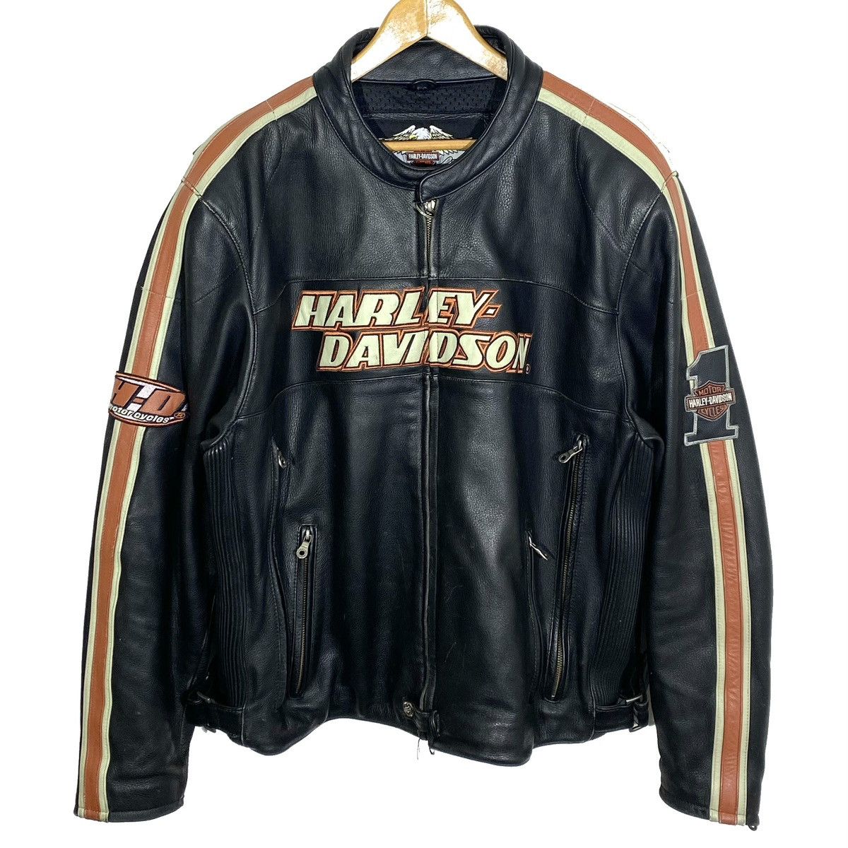 Harley Davidson Veste Blouson En Cuir Biker y2k Vintage 2009 Harley Davidson Size US XXL / EU 58 / 5 - 1 Thumbnail
