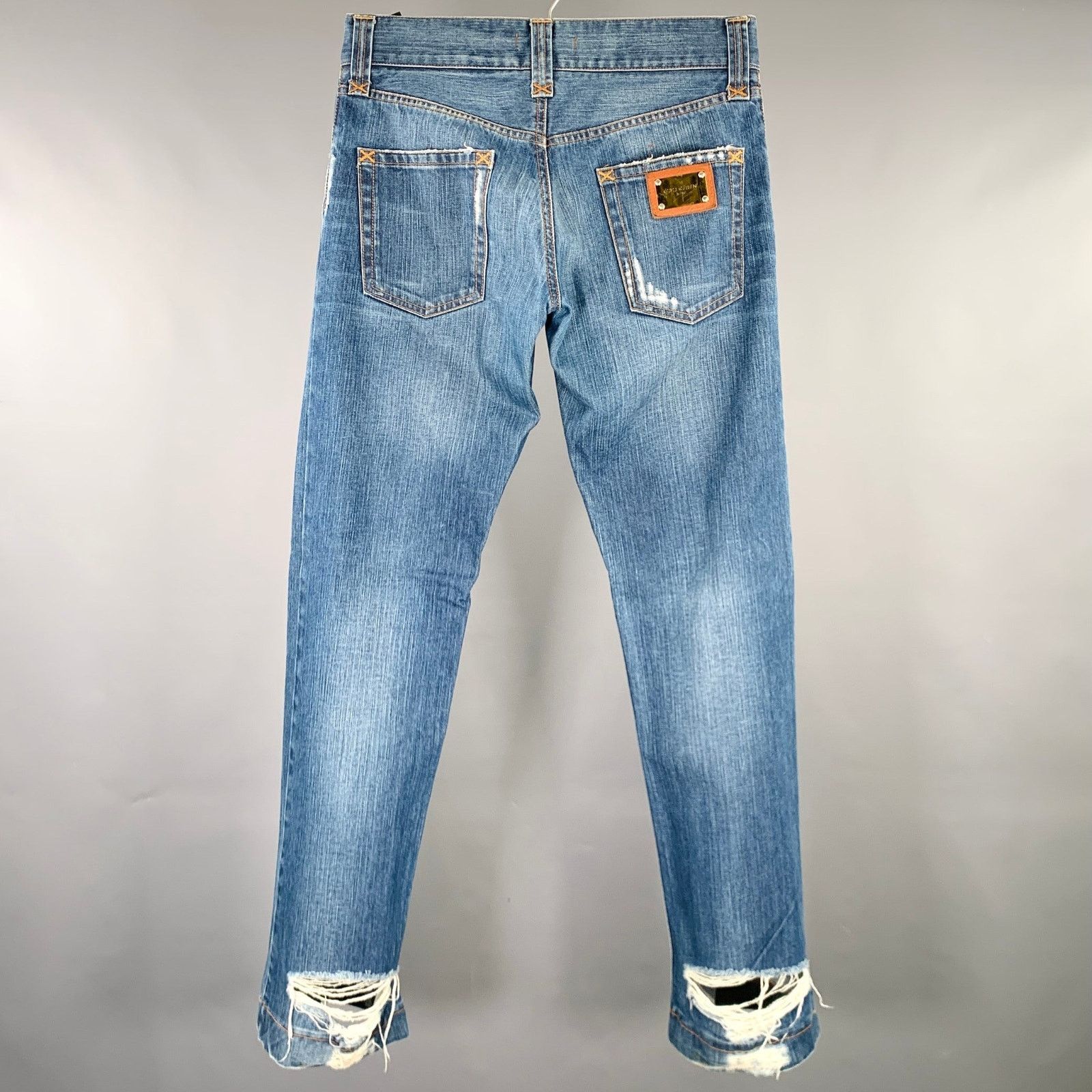 Dolce & Gabbana DOLCE & GABBANA Size 28 Blue Distressed Cotton Jeans Size US 28 / EU 44 - 3 Thumbnail