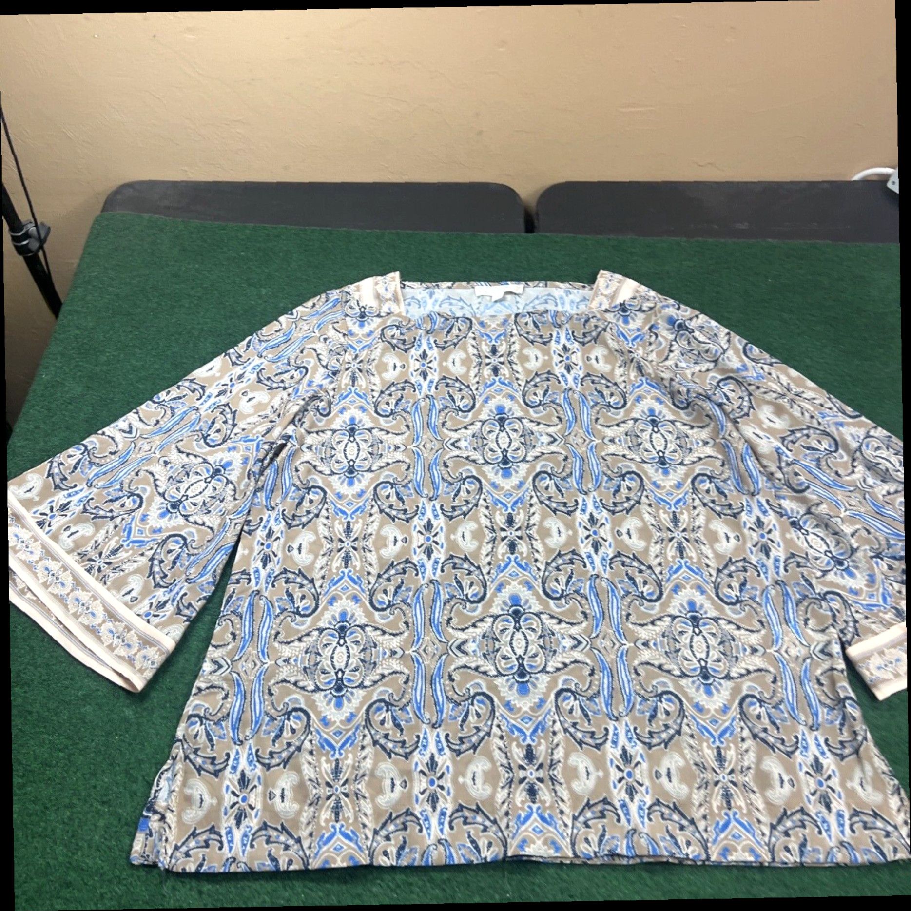 Vintage Weekend By Suzanne Betro Tunic Top Size 1x Blue And Beige Size XL / US 12-14 / IT 48-50 - 1 Thumbnail
