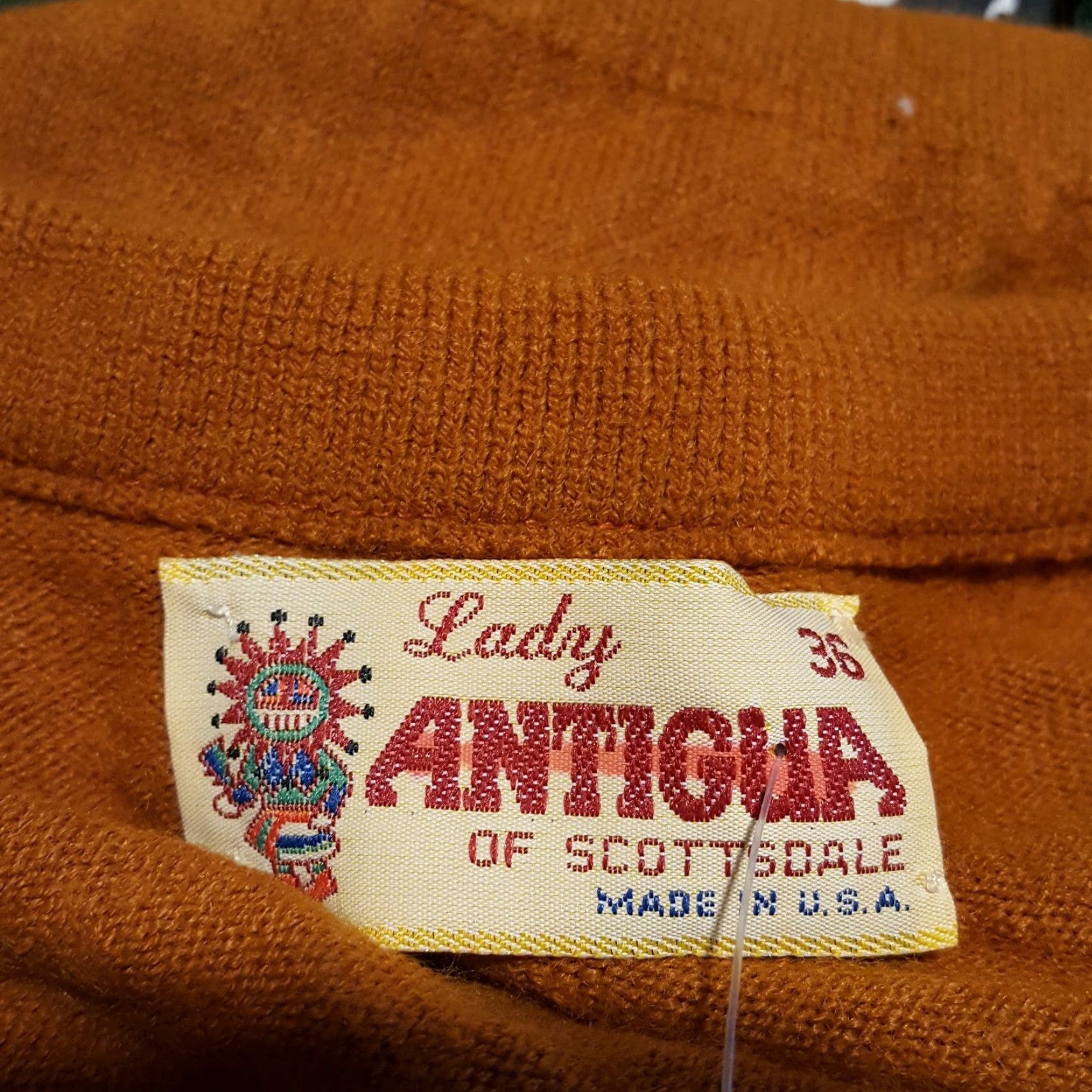 Vintage VINTAGE Antigua Burnt Orange Women's Size M Pullover Knit Sweater 80s 90s Casual Winter Ski Orange Womens Reg Knit Size M / US 6-8 / IT 42-44 - 5 Thumbnail