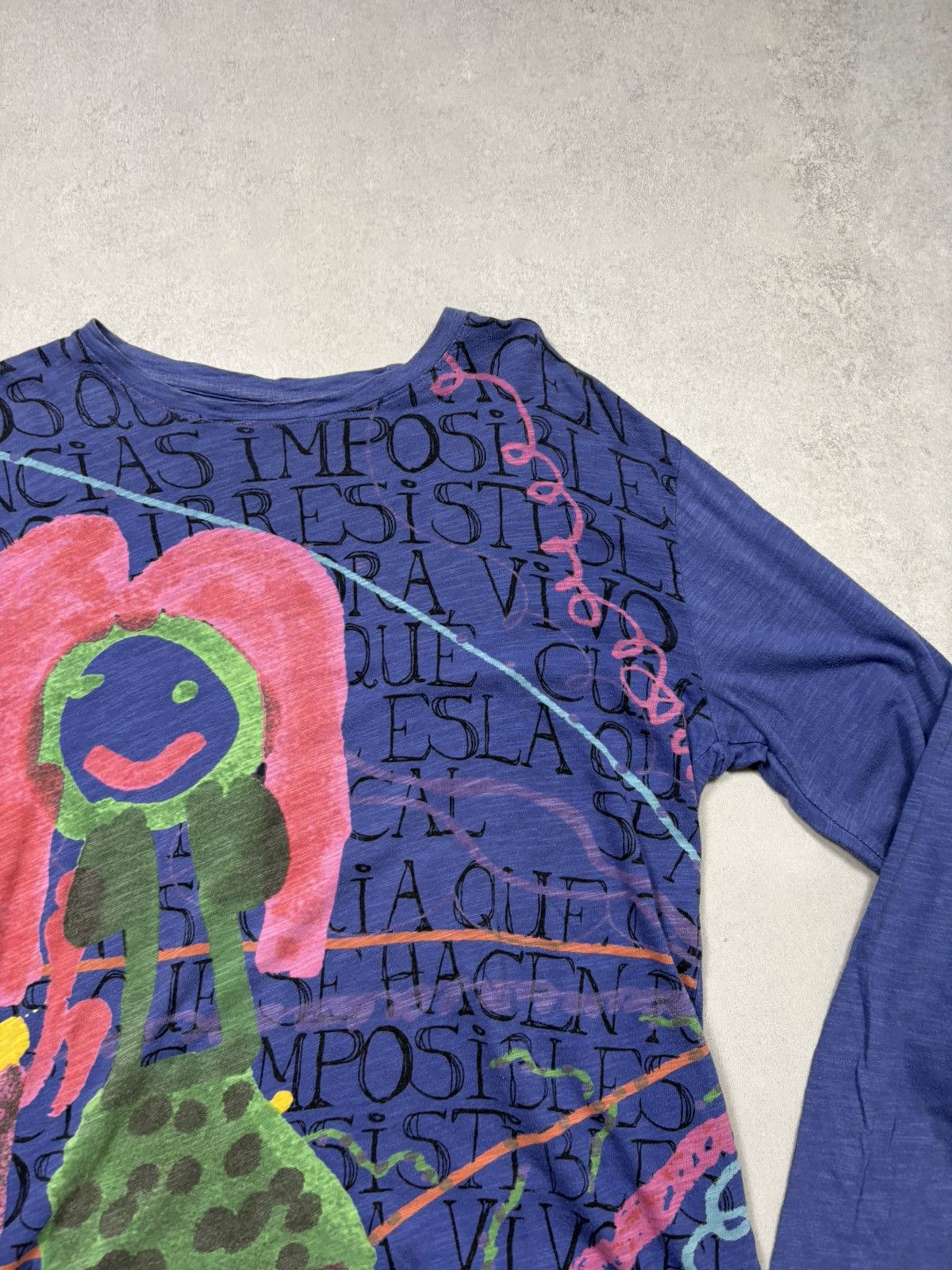 Desigual Desigual Graphic Art Long Sleeve Top XL Blue Abstract Print Size XL / US 12-14 / IT 48-50 - 2 Thumbnail