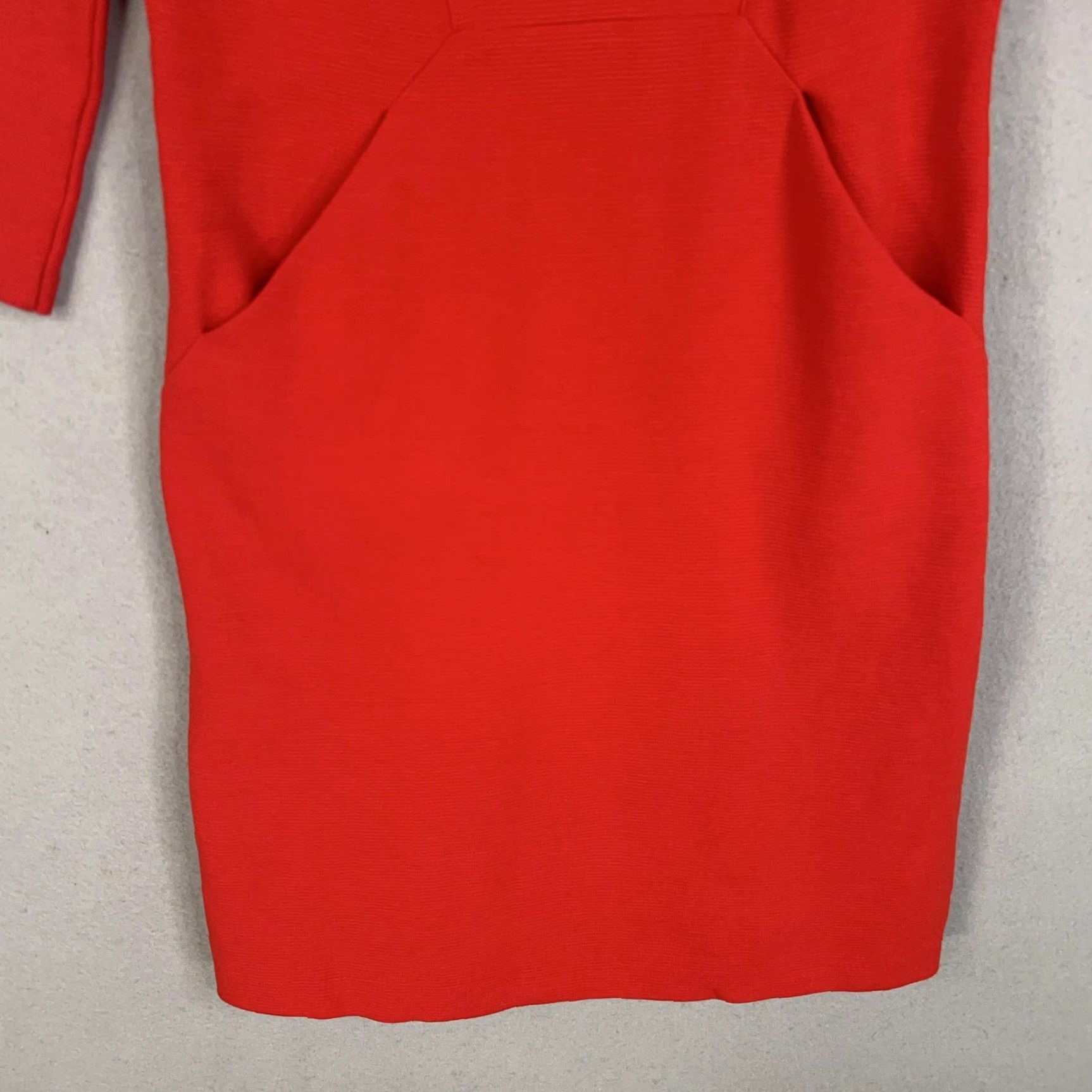 Boden Boden Dress Womens 2 Red V Neck Ottoman Rib Pockets Minimal Quiet Luxury Office Dress Size XS / US 0-2 / IT 36-38 - 3 Thumbnail