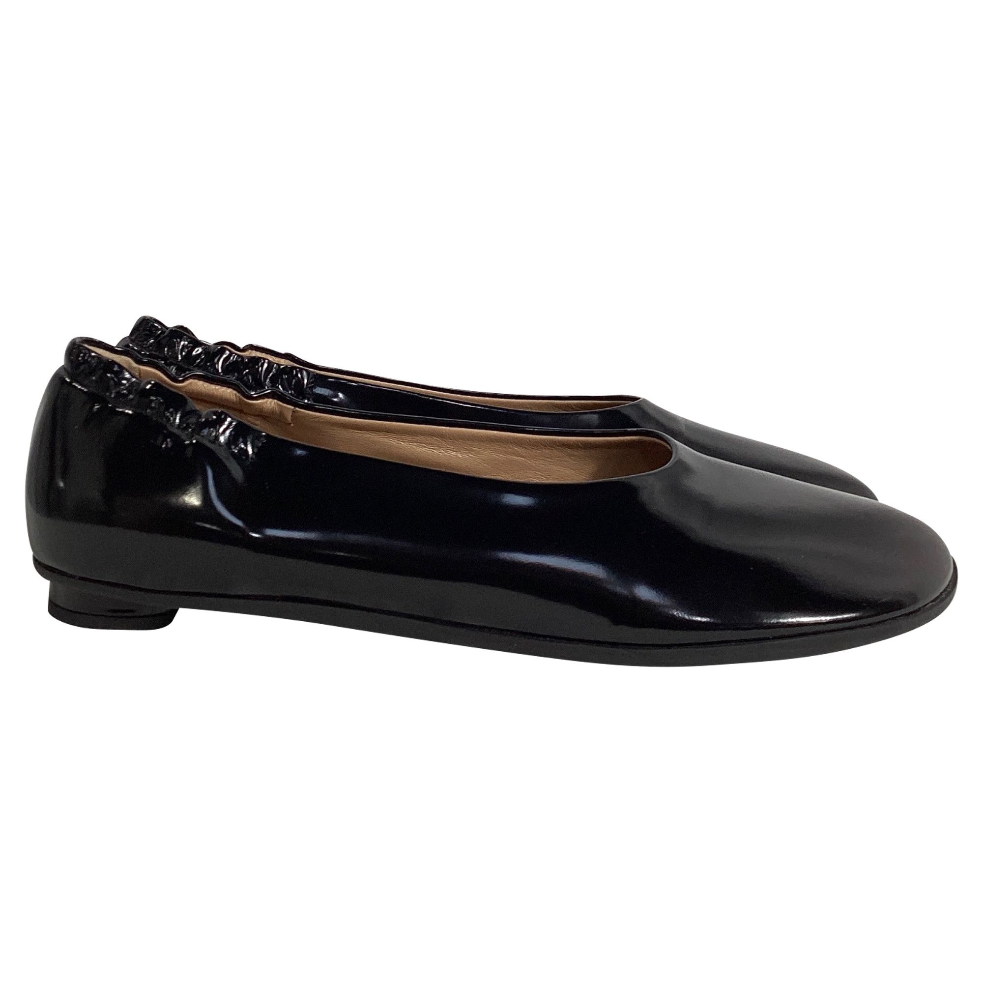 Bottega Veneta Bottega Veneta Atomic Polished Ballerina Flats in Black Lam Size US 11 / IT 41 - 1 Thumbnail