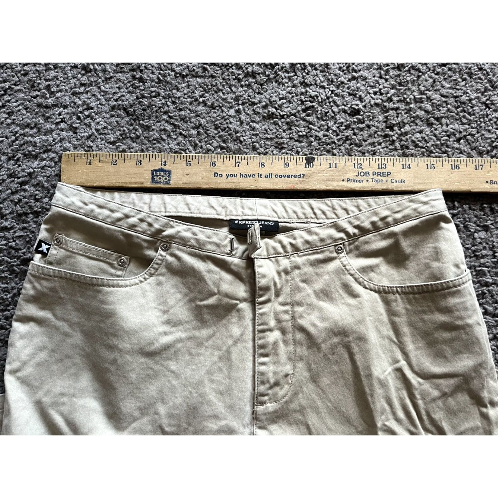 Express Express Stretch X Women Size (Measure 30x31) Beige Twill Flare Pants Size 30" / US 8 / IT 44 - 6 Thumbnail