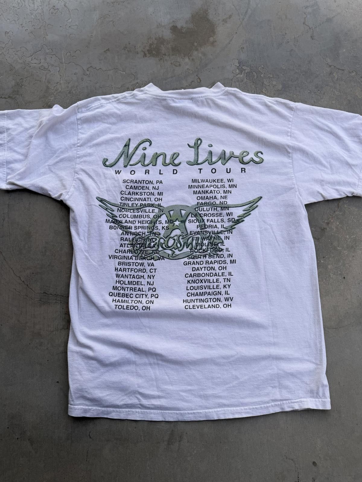 Tultex Aerosmith Nine Lives World Tour Vintage T-Shirt Size XL Size US XL / EU 56 / 4 - 2 Thumbnail