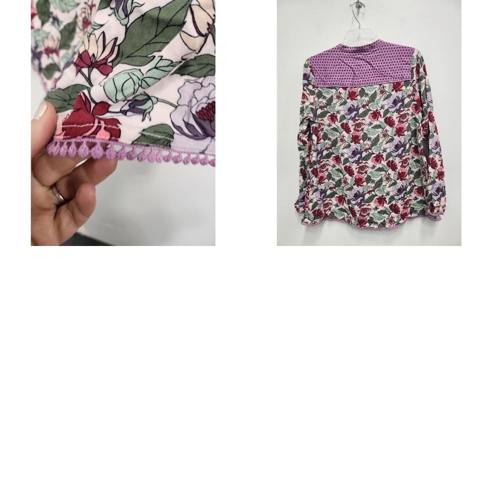 Vintage Matilda Jane Blouse Top M Purple Floral BOHO Cottage Bohemian Festival All Seasons Long Sleeve Relaxed Womens Size M / US 6-8 / IT 42-44 - 8 Thumbnail