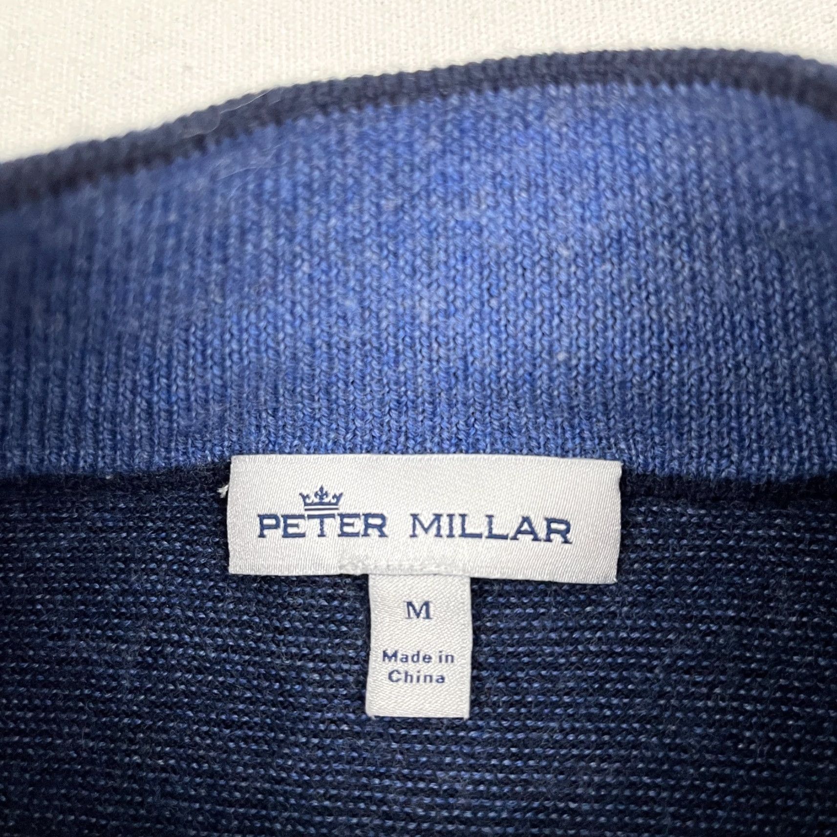 Peter Millar Peter Millar Crown Sweater Men M Blue Merino Wool Needle Stripe Quarter Zip Golf Size US M / EU 48-50 / 2 - 2 Thumbnail