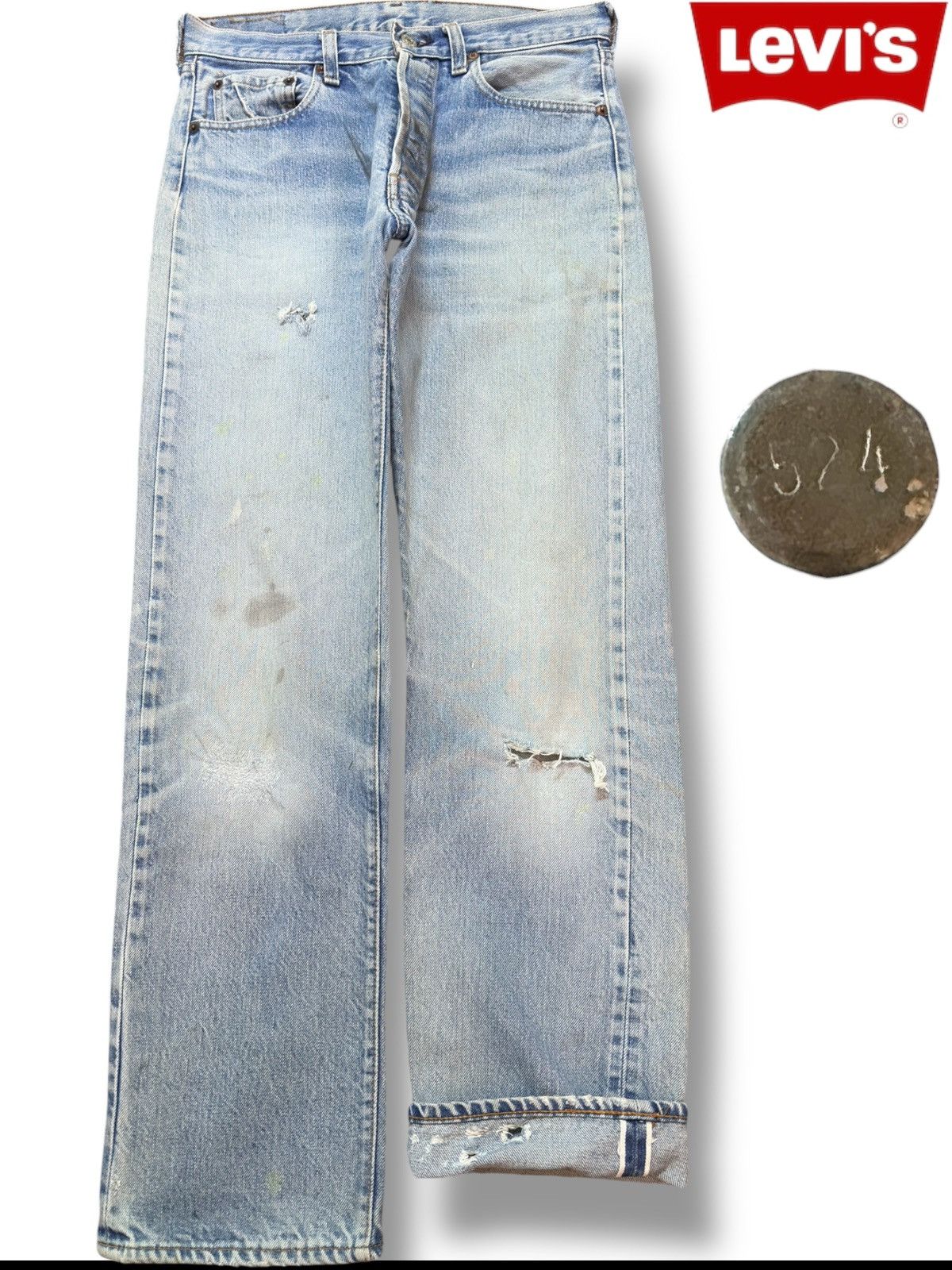 Levi's Vintage Clothing Vintage 70’s Levi’s 501 Selvedge Button 524 Faded Denim Size US 29 - 1 Thumbnail