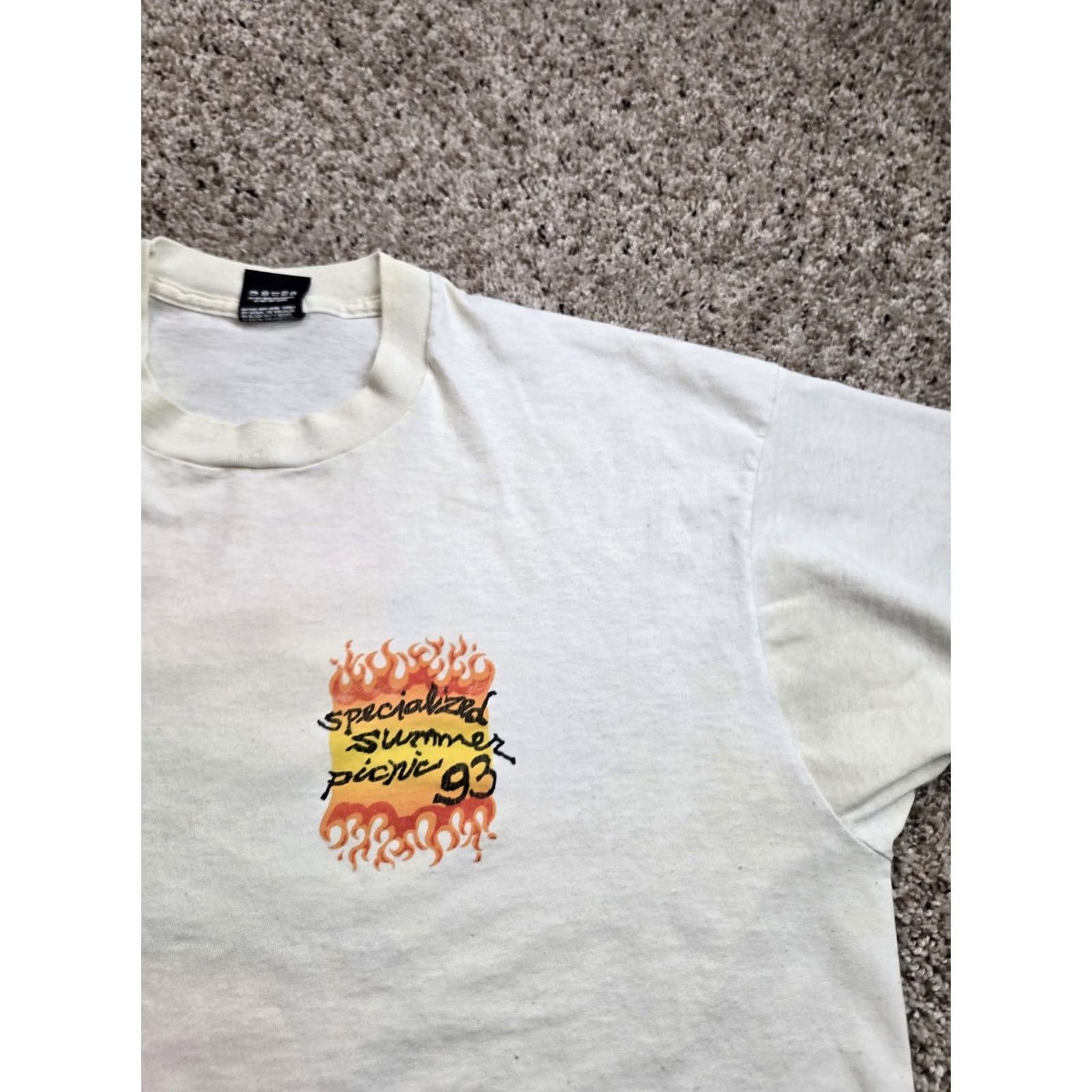 Vintage VINTAGE Specialized Summer Picnic T Shirt Mens XL White Flame Graphic 1993 90s Size US XL / EU 56 / 4 - 4 Thumbnail