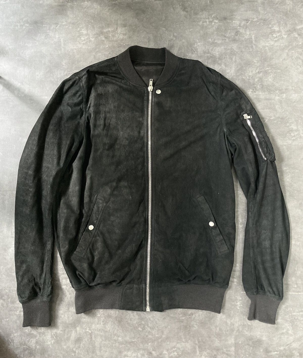 Rick Owens Rick Owens S/S 19 DIRT Blistered Lamb Leather Bomber Jacket ...