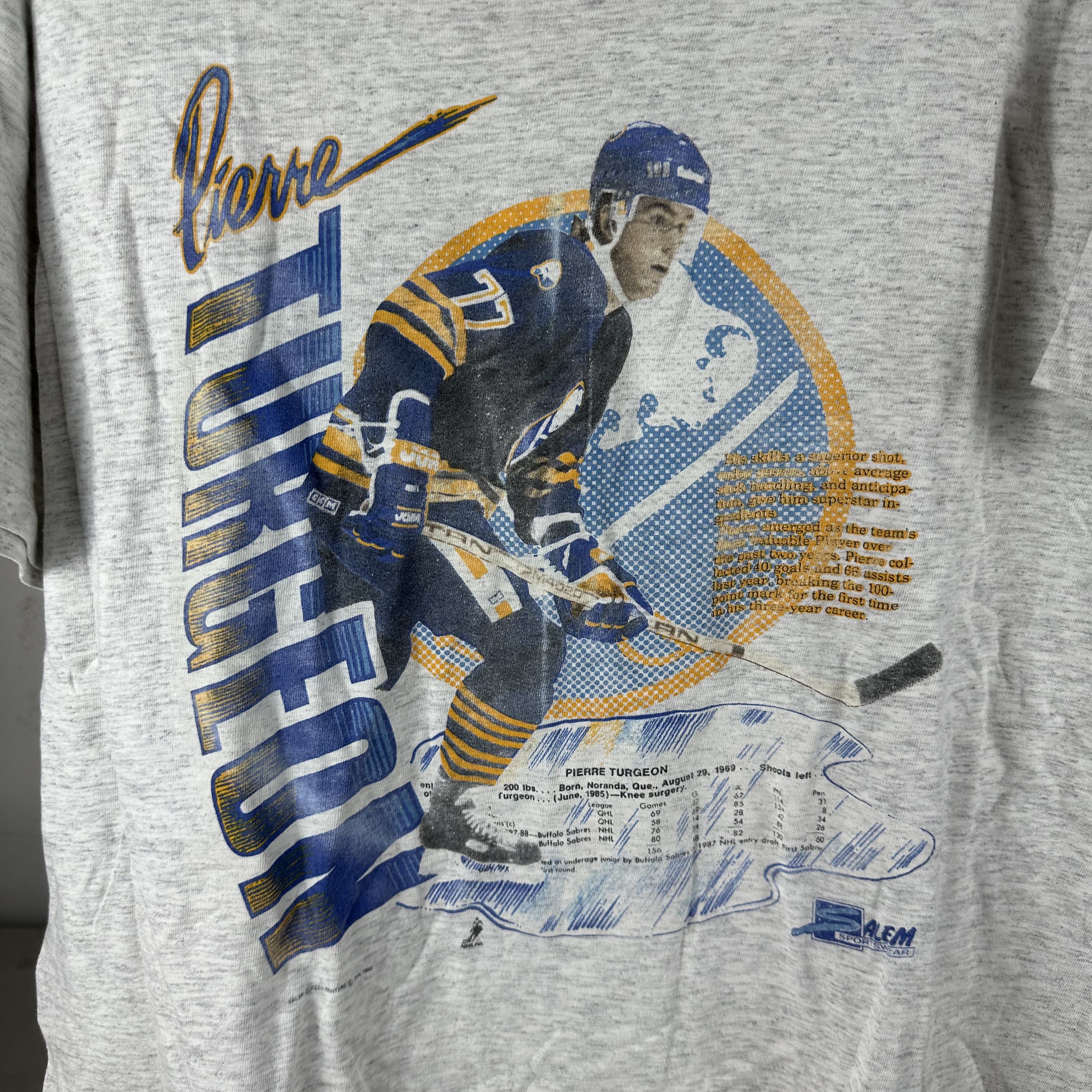 Vintage Vintage 1990 Pierre Turgeon Buffalo Sabres NHL Salem T-shirt Size US XL / EU 56 / 4 - 2 Thumbnail