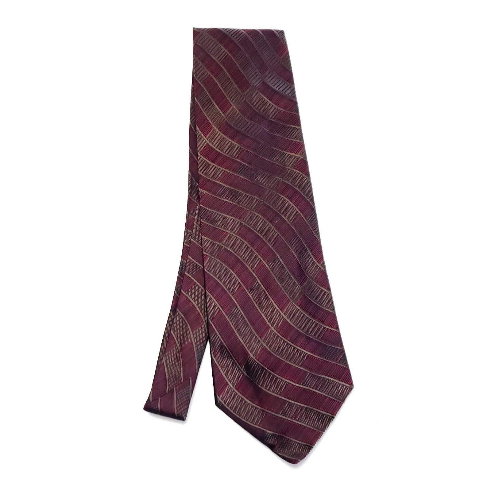 Pronto Uomo Pronto Uomo Red Silk Tie Woven Wide Striped Size ONE SIZE - 6 Thumbnail