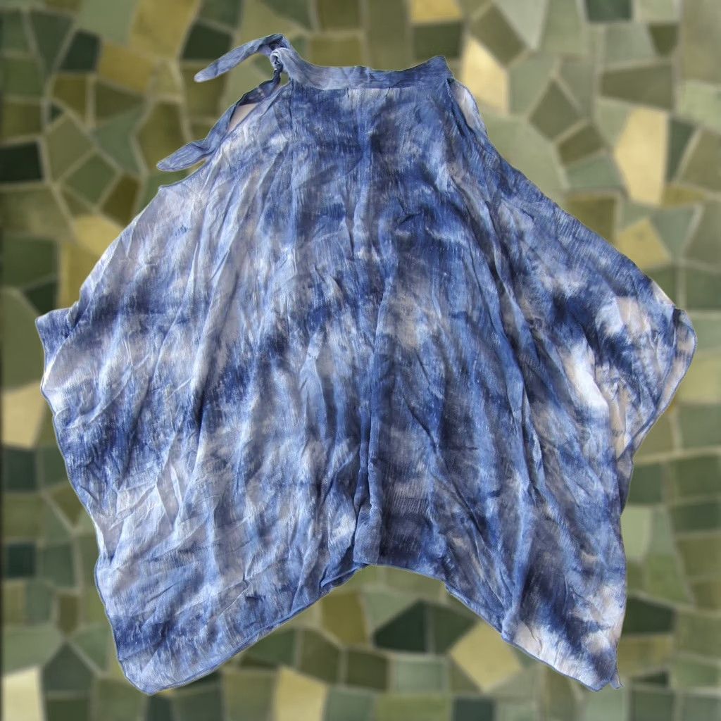 Vintage JW Style Blouse Tunic Sleeveless High Neck NWT Blue White Tie Dye M Womens Size M / US 6-8 / IT 42-44 - 1 Thumbnail