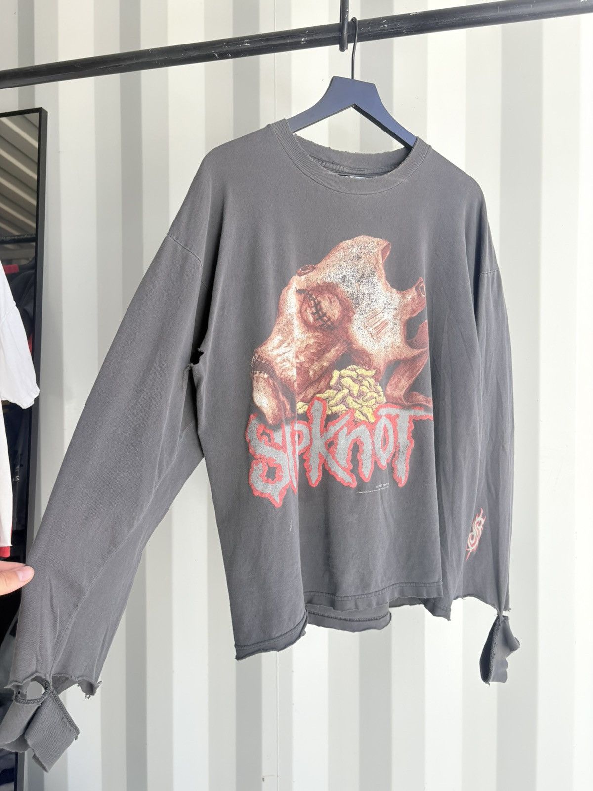 Band Tees Vintage Slipknot Shirt Thrashed Faded Distressed GRUNGE Band Size US XL / EU 56 / 4 - 3 Thumbnail