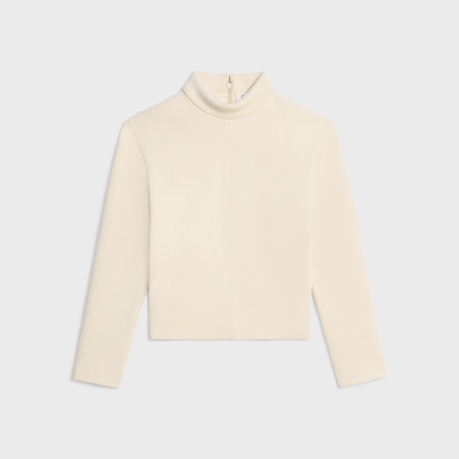 top with overturned collar in wool jersey creme