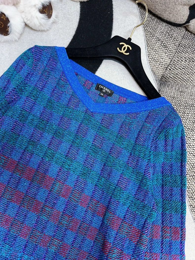 Chanel Chanel Blue mixed color braided V-neck long sleeves Size XS / US 0-2 / IT 36-38 - 3 Thumbnail