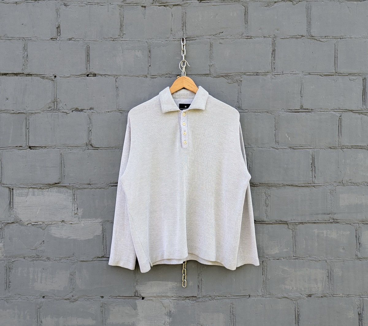 Ermenegildo Zegna Long Sleeve Waffle Knit Polo Shirt