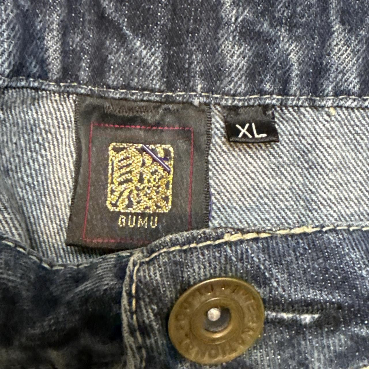 Other Y2K GUMU Koi Fish Embroidered Dark Wash Straight Leather pkt Size US 34 / EU 50 - 5 Thumbnail
