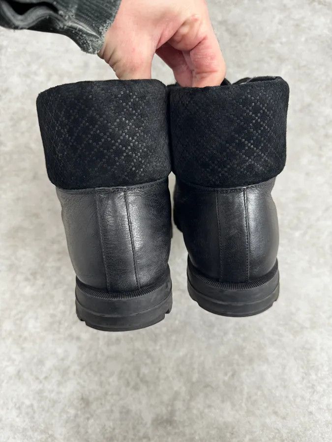 Gucci Gucci Black Leather Lace-Up Textured Cuff Boots Size US 9 / EU 42 - 6 Thumbnail