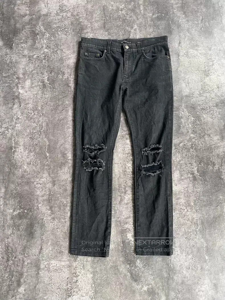 Saint Laurent Paris Saint Laurent Paris Cut-out Destroyed Denim Pants Size US 31 - 1 Thumbnail