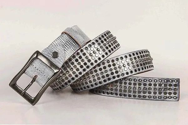 VIBE Genuine Leather Cowboy Belt Buckle Vintage Metal Rivet Size ONE SIZE - 1 Thumbnail