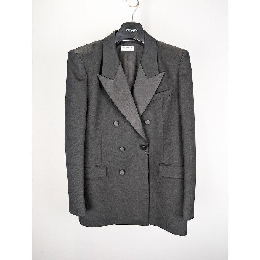 Saint Laurent Paris o1rshd1 Grain De Poudre De Laine Evening Jacket in Noir Size US L / EU 52-54 / 3 - 1 Thumbnail