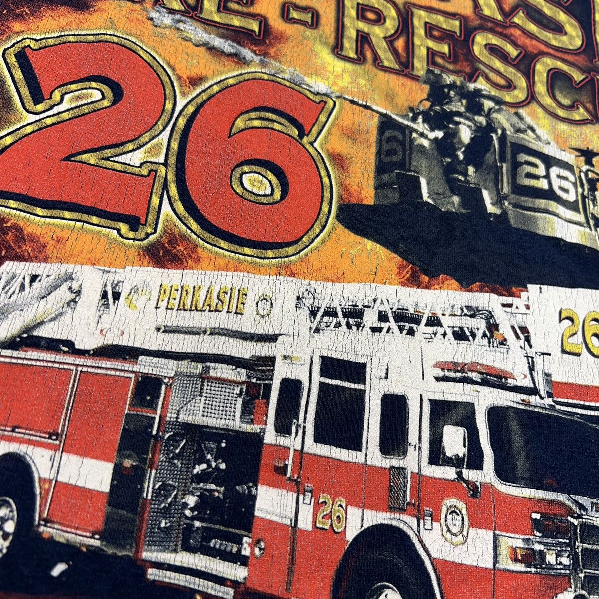 Vintage Fire Rescue Tee Shirt Blue Fighter Bucks County PA Truck Size US XL / EU 56 / 4 - 13 Thumbnail