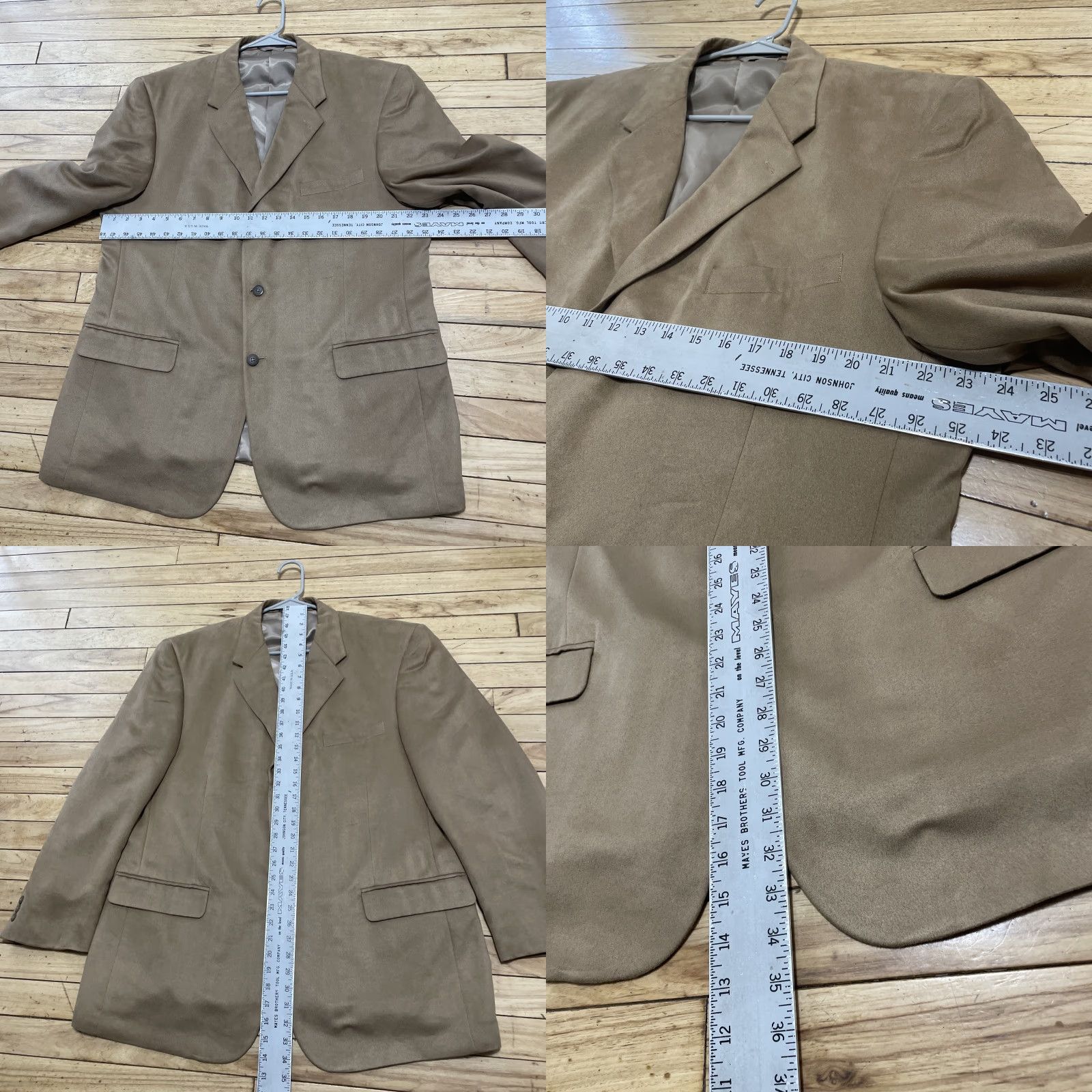 Camel VINTAGE Bert Pulitzer Suede Western Sport Coat Jacket Men 46R Camel Brown Tan Notch Two-Button Blazer Cowboy Rodeo 2 Piece Vintage Mens Size 46R - 8 Thumbnail