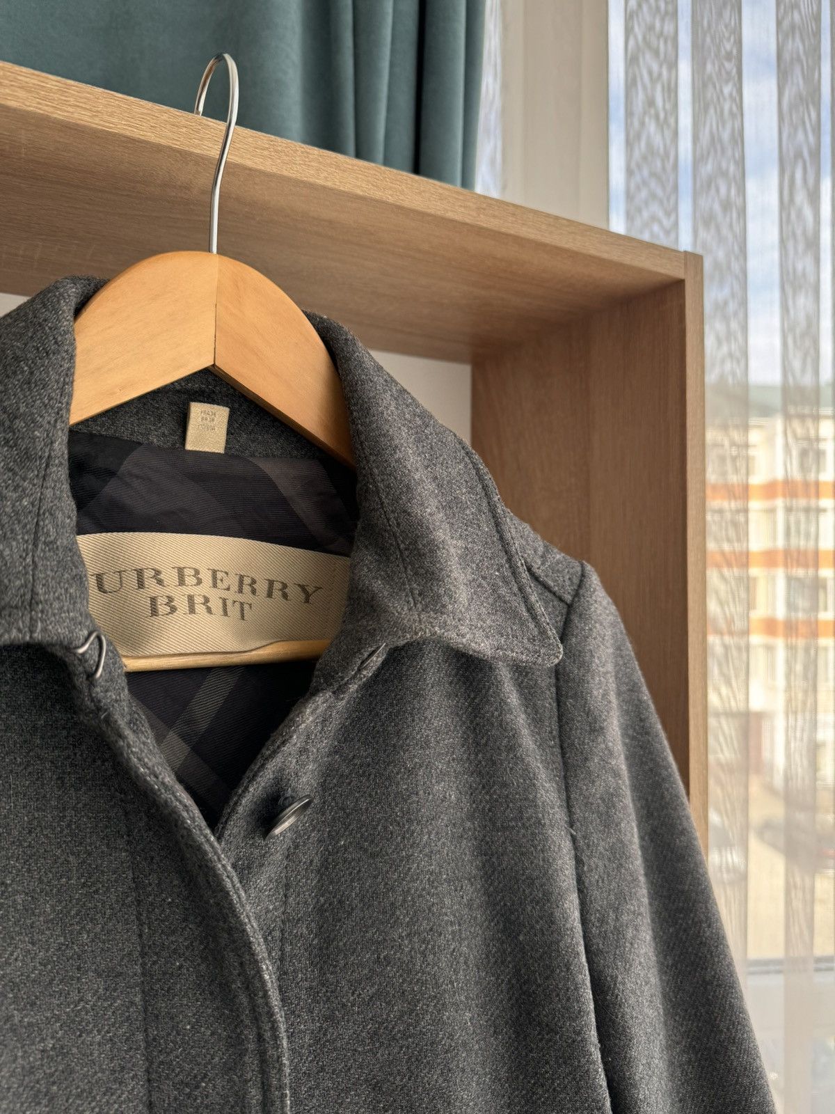 Burberry × Vintage Vintage Burberry Brit Luxury W’ Wool Grey Blend Peacoat Size S / US 4 / IT 40 - 6 Thumbnail