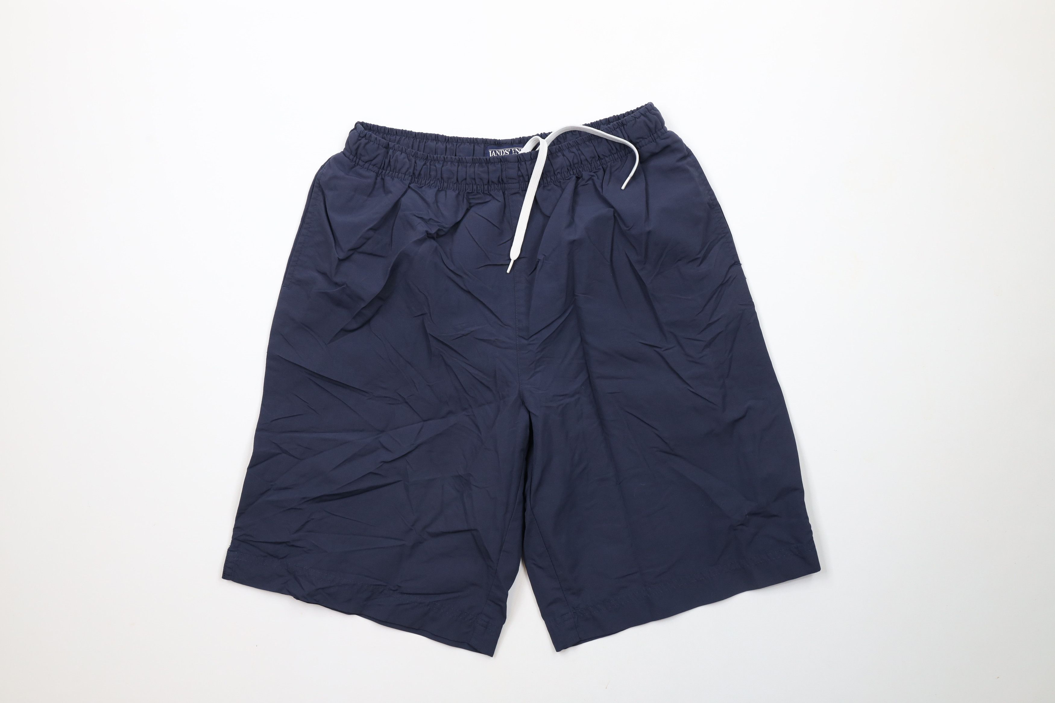 Lands' End × Vintage Vintage 90s Lands End Longer Fit Nylon Shorts Baggies Blue Size 27" / US 4 / IT 40 - 1 Thumbnail